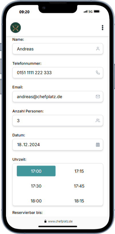 Reservierungsseite einfach einbinden